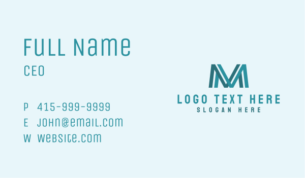 Teal Letter M Business Card Design Image Preview