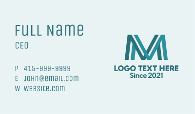 Teal Letter M Business Card