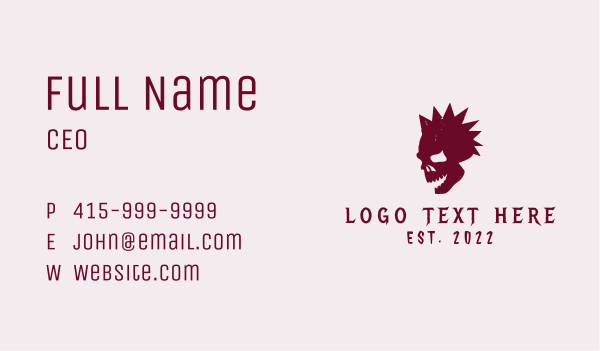Punk Mohawk Skull Band Business Card Design Image Preview