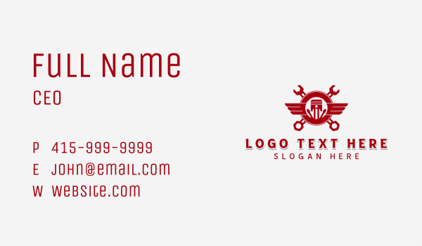 Piston Wings Auto Repair  Business Card Design Image Preview