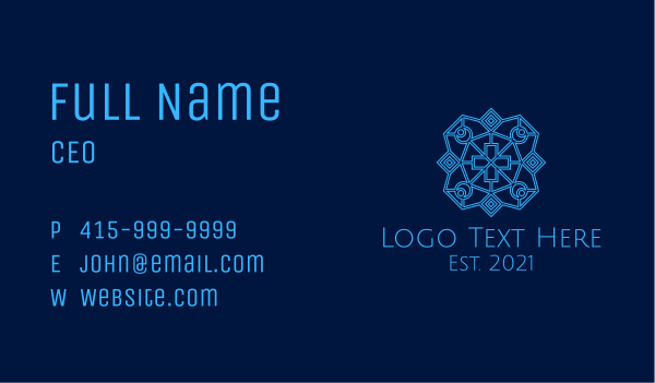 Blue Catholic Cross  Business Card Design Image Preview