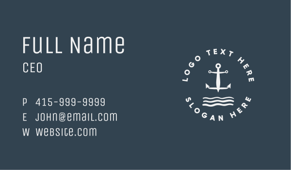 White Marine Anchor  Business Card Design Image Preview
