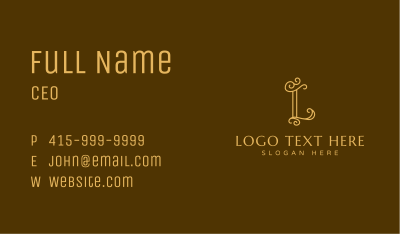 Elegant Swirl Letter L Business Card Image Preview