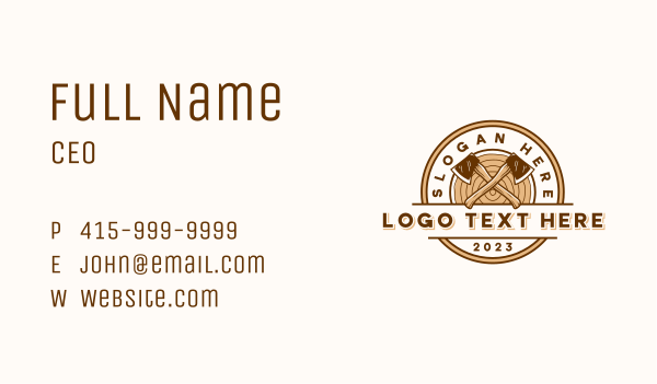 Axe Log Carpentry Business Card Design Image Preview