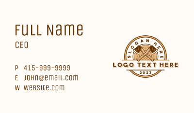 Axe Log Carpentry Business Card Image Preview