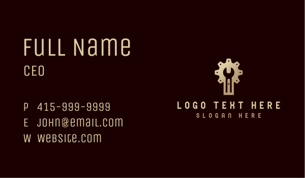 Industrial Wrench Cog Business Card Design Image Preview