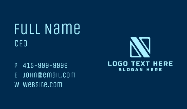 Blue Tech Letter N Business Card Design Image Preview
