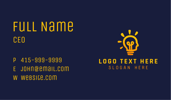 Light Bulb Head Business Card Design Image Preview