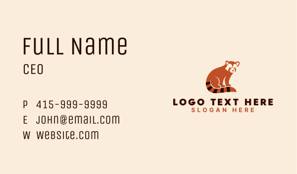 Wild Red Panda Zoo Business Card Design Image Preview