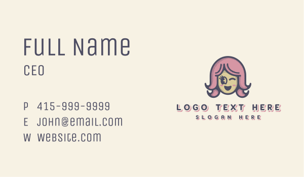 Pink Female Doll Business Card Design Image Preview