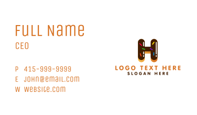 Donut Bakeshop Letter H Business Card Image Preview