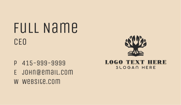 Tree Book Library Business Card Design Image Preview