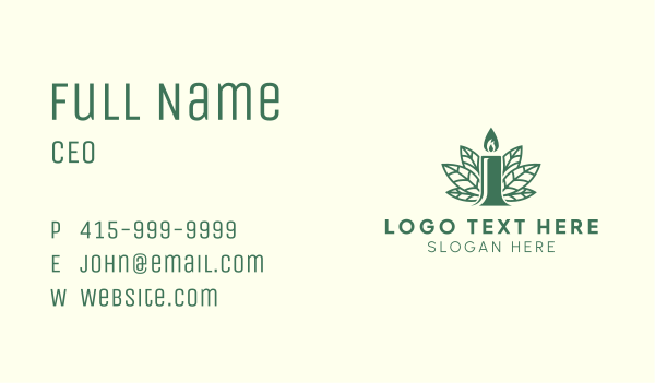 Candle Leaf Wellness Business Card Design Image Preview