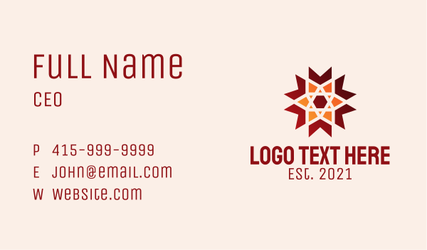 Geometric Star Bookmark  Business Card Design Image Preview
