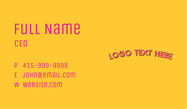 Playful Pop Art Wordmark Business Card Design Image Preview