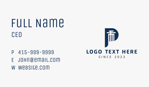 Law Pillar Letter P Business Card Design Image Preview