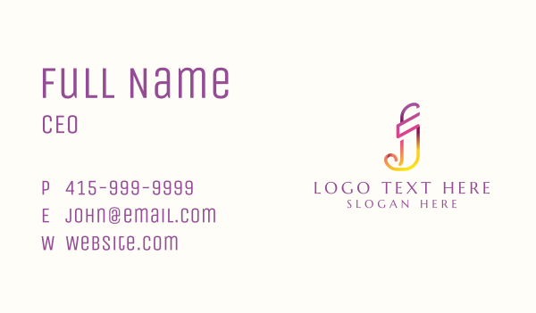 Digital Modern Letter J Business Card Design Image Preview