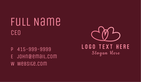 Pink Intimate Heart Couple Business Card Design Image Preview