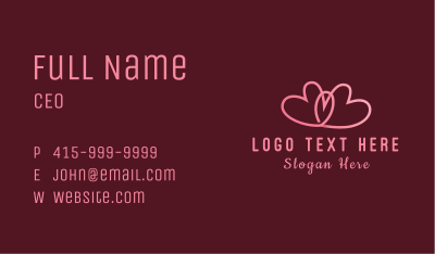 Pink Intimate Heart Couple Business Card