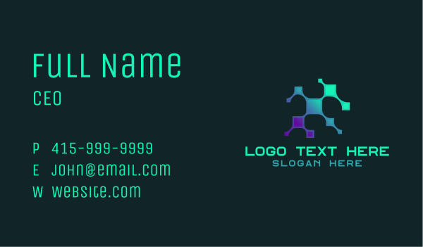 Network Pixel Circuit Business Card Design Image Preview
