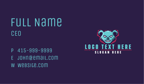 Angry Koala Gaming Business Card Design Image Preview
