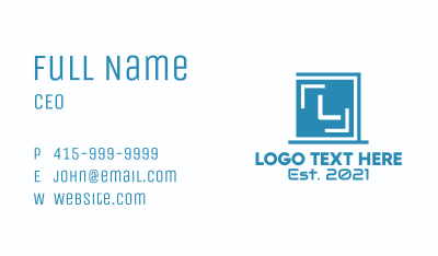 Blue Technology Letter Business Card