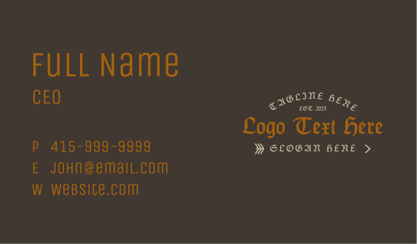 Old Rustic Gothic Wordmark Business Card Design Image Preview