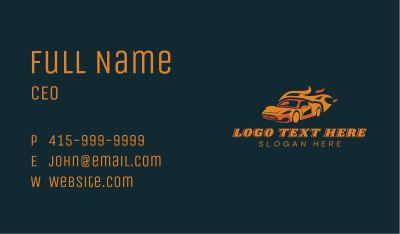 Flaming Sports Car Race Business Card Image Preview