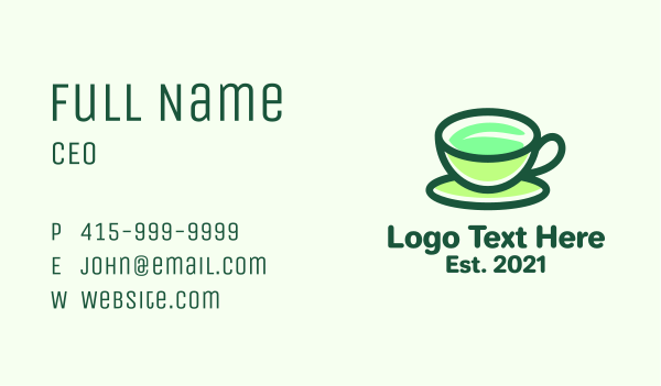 Tea Cup Leaf  Business Card Design Image Preview