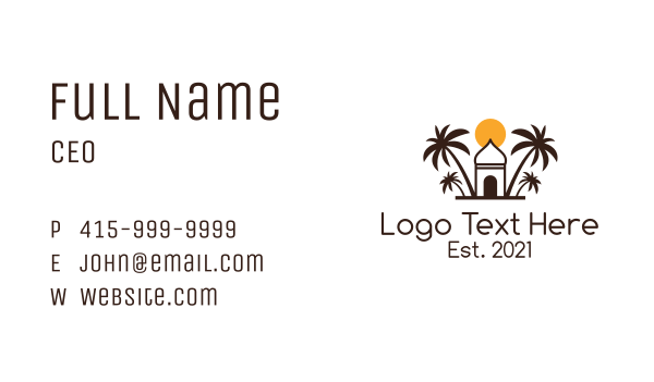 Palm Oasis Islamic Mosque Business Card Design Image Preview