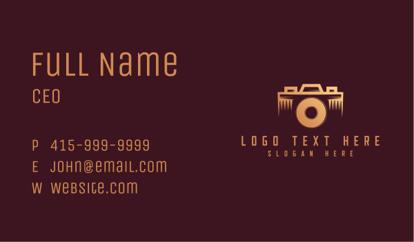 Golden Photography Camera Business Card Design Image Preview
