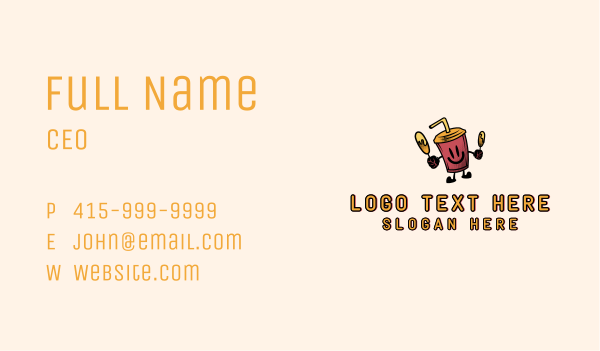 Fast Food Drink Mascot Business Card Design Image Preview