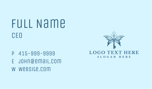 Ornament Butterfly Key  Business Card Design Image Preview