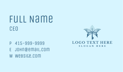 Ornament Butterfly Key  Business Card Image Preview