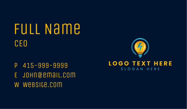 Electric Thunder Bulb Business Card Design Image Preview