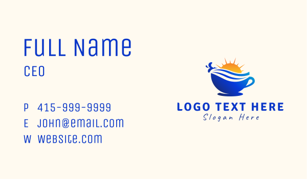 Coffee Cup Wave Sunshine Business Card Design Image Preview