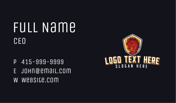 Dragon Gaming Shield Emblem Business Card Design Image Preview