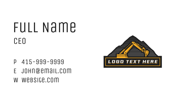 Excavator Digger Mountain Business Card Design Image Preview