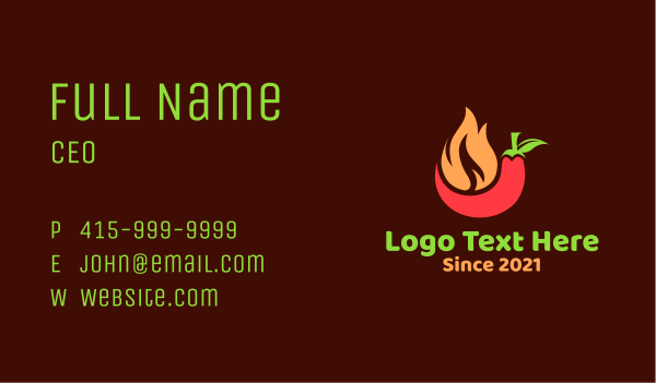 Flaming Chili Pepper Business Card Design