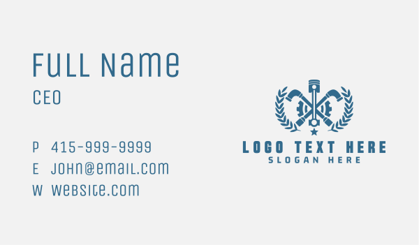 Blue Auto Mechanic Tools Business Card Design Image Preview