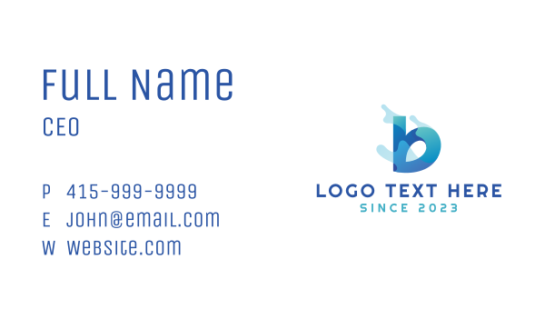 Blue Splash Letter B Business Card Design Image Preview