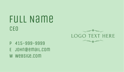 Forest Green Wordmark Business Card Image Preview