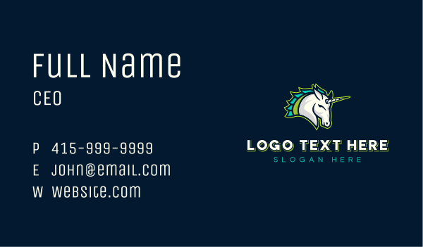 Unicorn Horse Gaming Business Card Design Image Preview