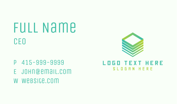 Green Cube 3D Tech Business Card Design Image Preview