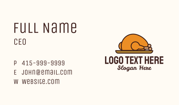 Roasted Chicken Plate Business Card Design Image Preview