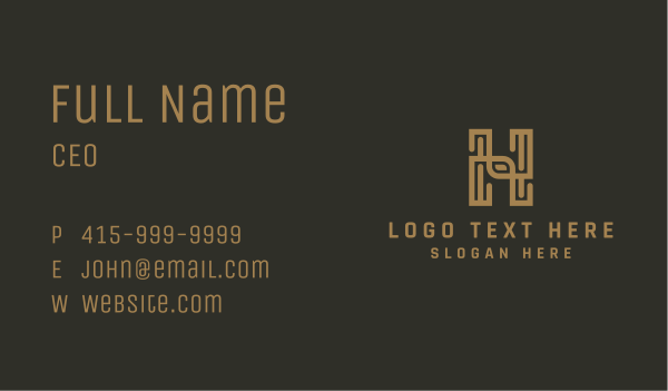 Golden Firm Letter H Business Card Design Image Preview