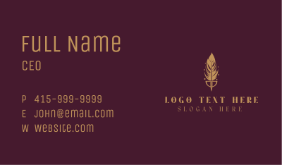 Golden Feather Quill Business Card Image Preview