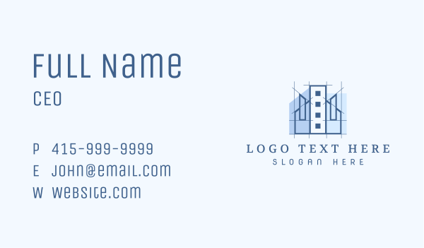 Blue Building Construction Business Card Design Image Preview