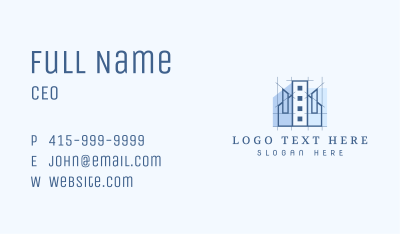 Blue Building Construction Business Card Image Preview