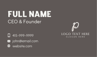 Cursive Calligraphy Letter P Business Card Image Preview